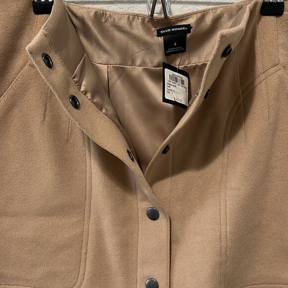 CLUB MONACO (NWT) "Debbie" Camel Wool Button Down Skirt, Size 4 - Picture 3 of 10